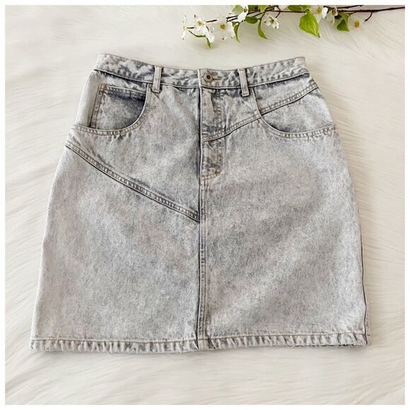 Vintage 80’s UNIONBAY Retro Chic Trendy Acid Stone Wash Seamed Denim Skirt - Picture 2 of 11